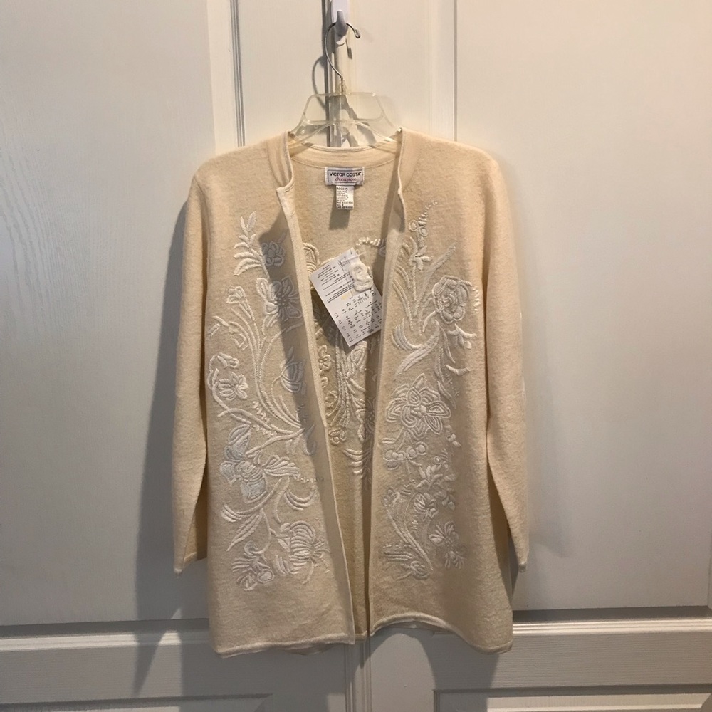 Victor Costa Wool embroidered Cardigan